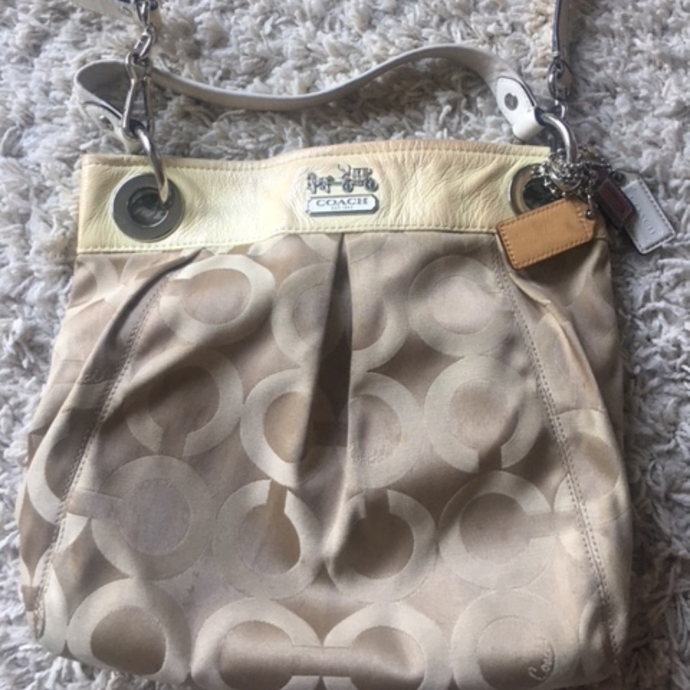 Authentic Beige Coach madison crossbody handbag